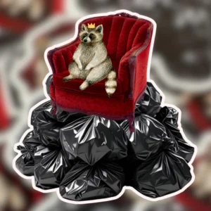 Trash King Raccoon Sticker